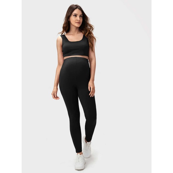 Maternity Scoop Neck Crop Top Leggings Set - Picture 5 of 9